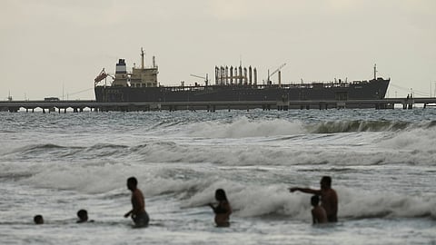 Evana, an oil tanker, is docked at El Palito port in Puerto Cabello, Venezuela, Sunday, Dec. 21, 2025.