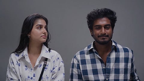 Anaswara Rajan (L) and Abishan Jeevinth (R) in With Love