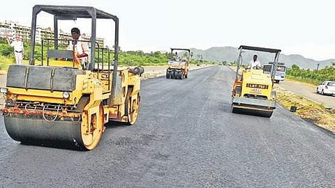 Road tarring works are going on at Seed Access Road