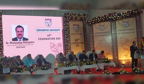 IMD DG Mrutyunjay Mohapatra addressing the 60th foundation day of Berhampur University.