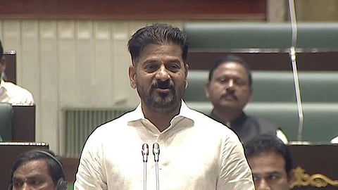 Chief Minister A Revanth Reddy speaks during the day 2 of the Seventh Session of Telangana Assembly on Friday