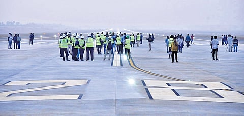 Runway readied for the first trial flight to the Alluri Sitarama Raju (Bhogapuram) International Airport on Sunday.