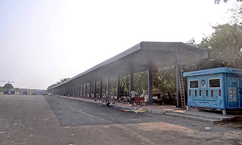 A temporary MTC bus stand set up at Island Grounds, the bus stand is ready for operation from January 7.