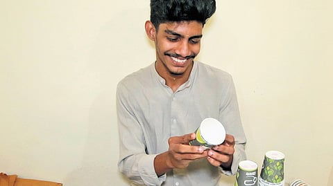 Athul Krishna with ‘Choodu’ cups 