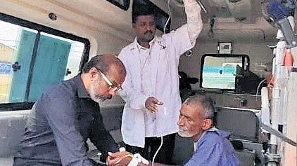 Dr Kesagani Rajasekhar checks an elderly man found in a critical condition.