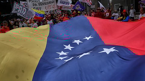 Demonstrators protest the weekend capture of Venezuelan President Nicolas Maduro by U.S. forces, in Rio de Janeiro, Monday, Jan. 5, 2026