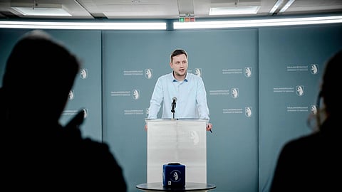Greenland's Prime Minister Jens Frederik Nielsen holds a press conference in Nuuk, Greenland, Monday, Jan. 5, 2026. 