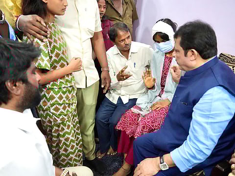 Minister Zameer Ahmed Khan meets the devotees at JJ nagar on Monday.