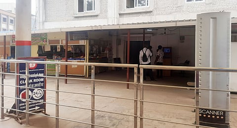 The main entrance of the Madurai Railway Junction has been partially closed four months ago due to redevelopment work.