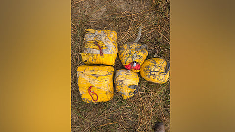 Apart from the heroin haul weighing 19.980 kg, police teams have also seized a Maruti Brezza car and two motorcycles used in the operation.