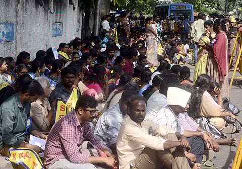 Members of SSTA (Senior Secondary Teachers Association) staged a demonstration for Equal pay near DPI campus.