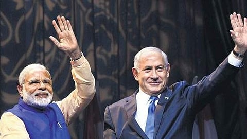 PM Narendra Modi with Israeli PM Benjamin Netanyahu.