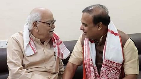 Chief Minister Himanta Biswa (R) Sarma said Purkayastha was a prolific intellectual and an institution in himself.