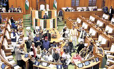 BJP MLAS shout slogans against AAP leader Atishi on Wednesday | Express