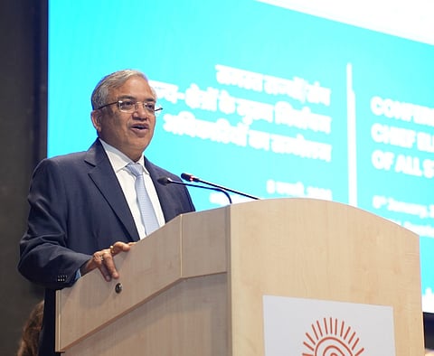 Chief Election Commissioner Gyanesh Kumar address the one-day Conference of Chief Electoral Officers of all States/UTs today at IICDEM, New Delhi.