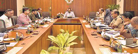 Reviewing the preparatory arrangements for the Republic Day celebrations with the officials at the State Secretariat on Wednesday.