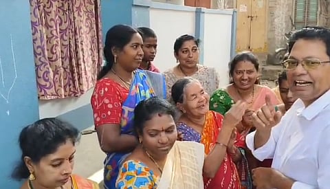 MLA Deva Varaprasad interacts with Irusumanda Blowout victims at their houses. 