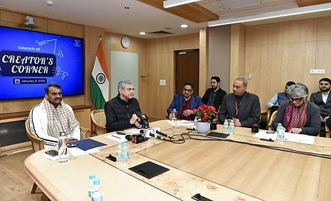 Union Minister Ashwini Vaishnaw during the launch of Prasar Bharati's 'Creator’s Corner'.