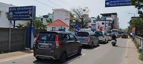 Currently, all vehicles heading to Velankanni are forced to use a single entry route from the Nagapattinam-Vedaranyam East Coast Road (ECR) 
