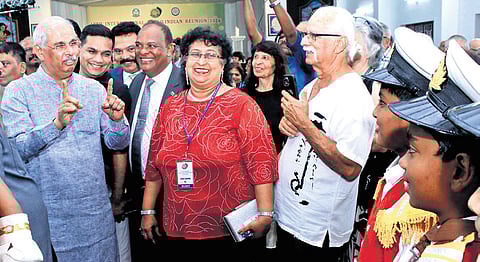 Kerala Governor Rajendra Arlekar interacting with community members after inaugurating the Anglo-Indian Reunion at the Infant Jesus Parish Hall in 
Ernakulam 
