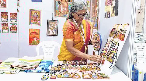 Shyamala Kumari with her creations at the 13th National Saras Mela at Chalissery in Palakkad 