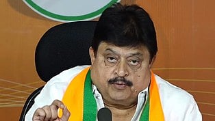 BJP state chief N Ramchander Rao speaks during a press meet at Hyderabad.