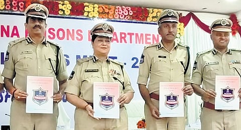 Director General (Prisons) Soumya Mishra releases the department annual report 
at Jail Bhavan, Hyderabad, on Monday