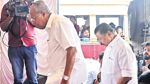 Chief Minister Pinarayi Vijayan arriving to inaugurate a protest by LDF government, alleging economic discrimination against Kerala by the Union government, in front of the Martyrs’ Column at Palayam in Thiruvananthapuram on Monday 