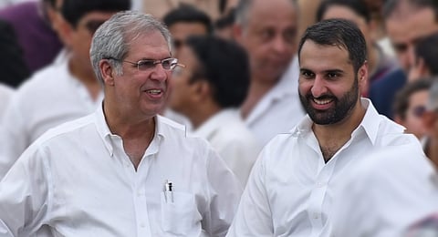 Neville Tata (right) with his father, Noel Tata, chairman of Tata Trusts.