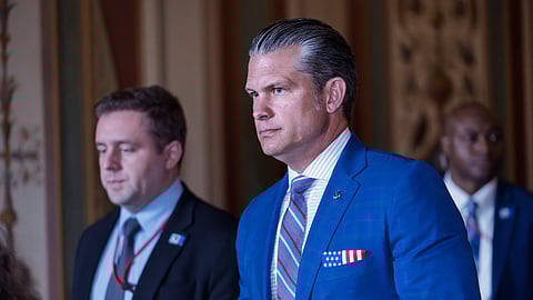 US Defense Secretary Pete Hegseth arrives for a classified briefing with senators at the Capitol in Washington, Wednesday, Jan. 7, 2026.