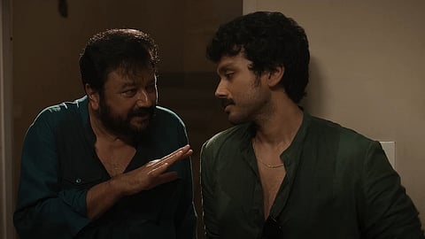 A screengrab of Jayaram (L)and Kalidas Jayaram (R) from the first glimpse of Ashakal Aayiram