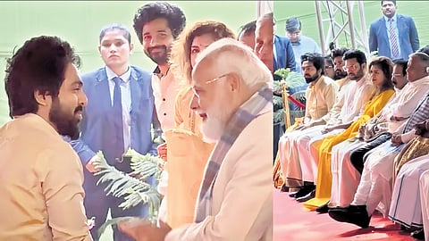 The crew of Tamil film Parasakthi took part in the Pongal celebrations in which Prime Minister Narendra Modi and several senior BJP leaders were in attendance. The event was organised at the official residence of Union Minister L Murugan in New Delhi on Wednesday.
