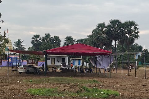 Rooster fight arena in West Godavari. 