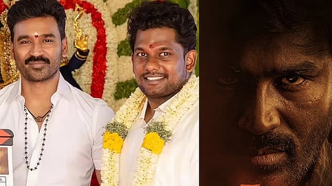 Dhanush with Vignesh Raja (L), Dhanush's character poster in the film
