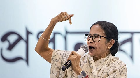 West Bengal Chief Minister and Trinamool Congress (TMC) supremo Mamata Banerjee speaks at an event in Kolkata.