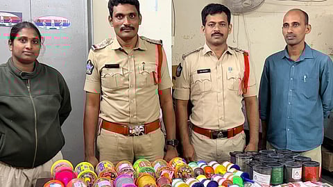 City police seized Chinese Manja spools in a special drive in Visakhapatnam on Tuesday.