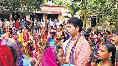 File photo of Patkura MLA Arvind Mohapatra attending a meeting in his constituency