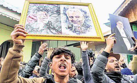 Shia Muslims hold a demonstration in Srinagar on Friday in support of the Islamic Republic of Iran, which is in turmoiil amid deadly protests