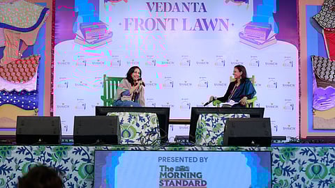 Author Kiran Desai (left) during her session at JLF