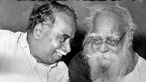 Two key leaders of the movement: CN Annadurai (left) and Periyar EV Ramasamy
