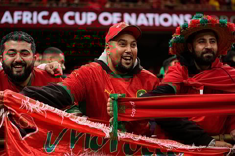 Morocco fans cheer during the Africa Cup of Nations semi-final match between Nigeria and Morocco in Rabat, Morocco, Wednesday, Jan. 14, 2026. 