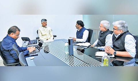 Chief Minister Nara Chandrababu Naidu holds a review meeting with advisors of aerospace, defence and IT-digital transformation on Friday.