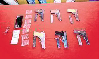 The SCU seized six semi-automatic pistols, as many magazines and 10 rounds of live ammunition from the dealer.