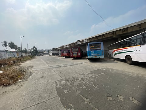 Only a small part of the bus stand is currently in use.