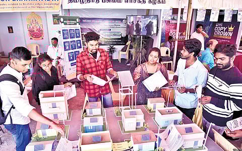 TNGECL stall at the Chennai book fair in Nandanam on Sunday.