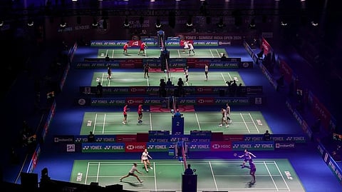 Atheletes compete during India Open in New Delhi