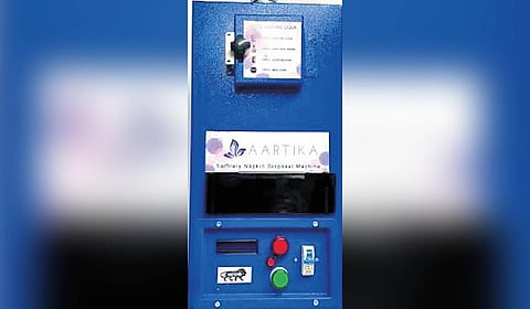 A sanitary napkin disposal machine at a governemnt school in Karimnagar.