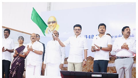 CM MK Stalin flagging off the work to commence the construction