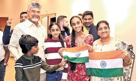 CM Nara Chandrababu Naidu interacts with Telugu diaspora in Zurich on the first day of his Davos tour on Monday
