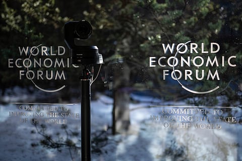 The logo of the WEF is pictured prior to the 56th annual meeting of the World Economic Forum, WEF, in Davos, Switzerland, Sunday, Jan. 18, 2026.